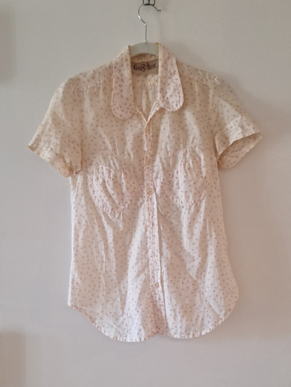 Cream Short-Sleeve Button-Front Shirt